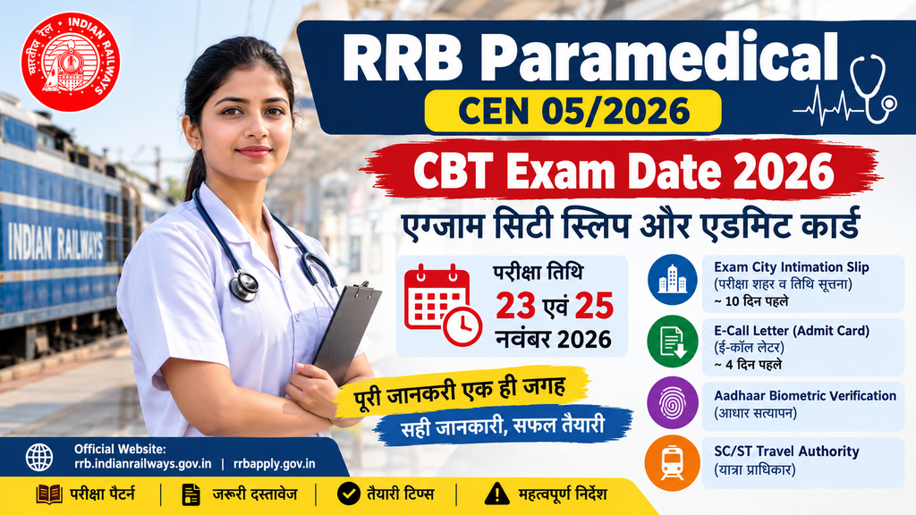 RRB Paramedical Exam Date 2026